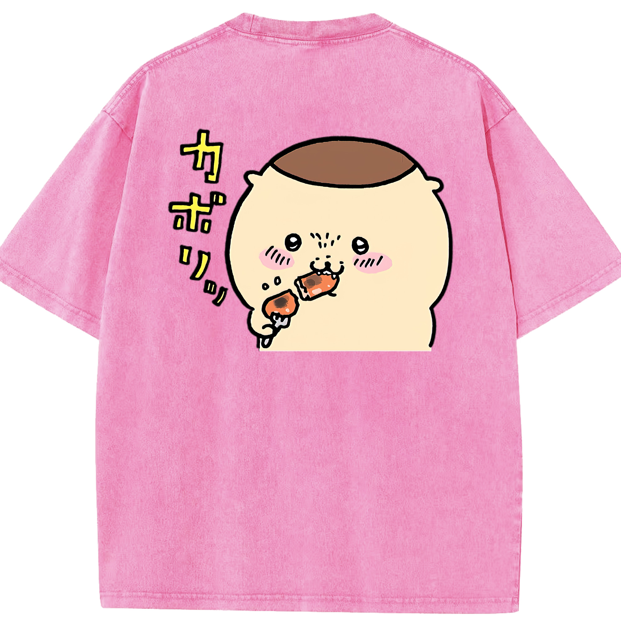 （画像用） ちいかわ くりまんじゅう Chii-kawa kuri manjū 綿100% ヴィンテージ風 半袖Tシャツ（背面プリント）